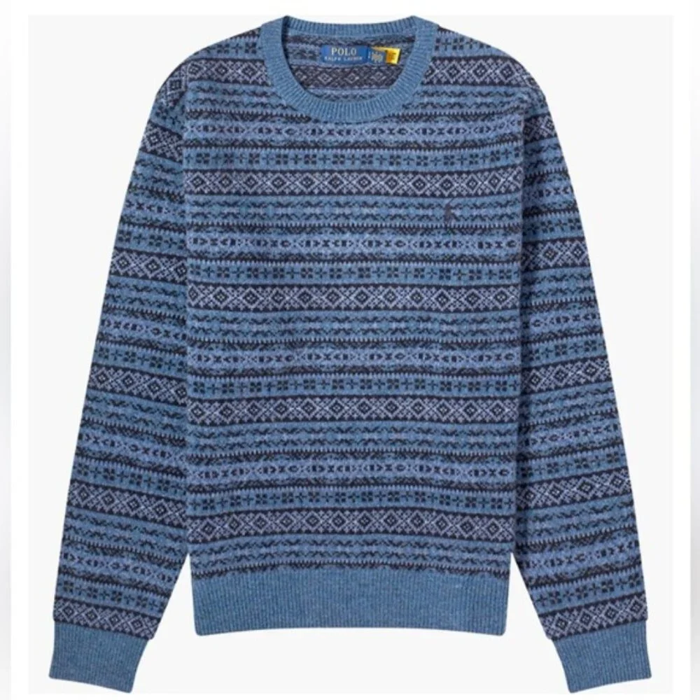 Polo Ralph Lauren Blue Fair Isle Wool Sweater